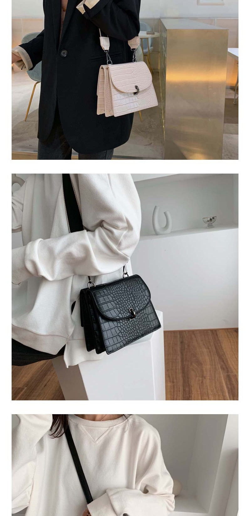 Fashion Black Broadband Crocodile Shoulder Shoulder Bag,Shoulder bags