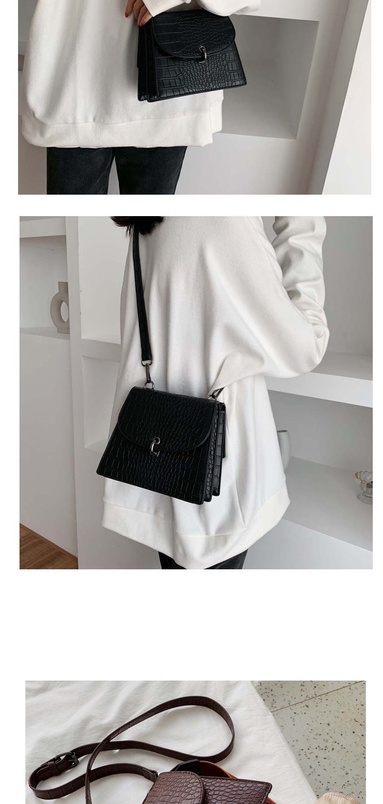Fashion Black Broadband Crocodile Shoulder Shoulder Bag,Shoulder bags