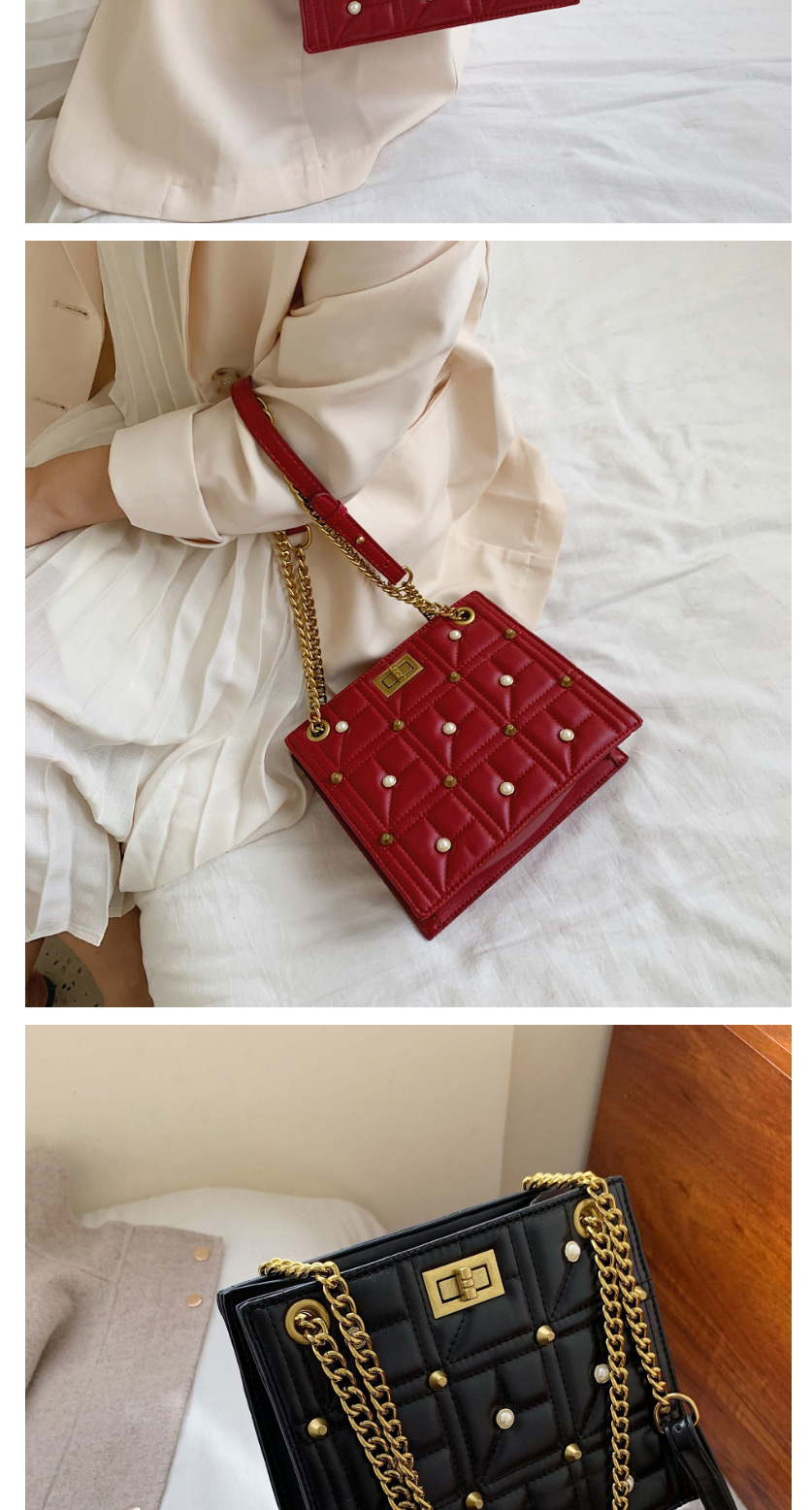 Fashion White Pearl Chain Pu Slung Shoulder Bag,Shoulder bags