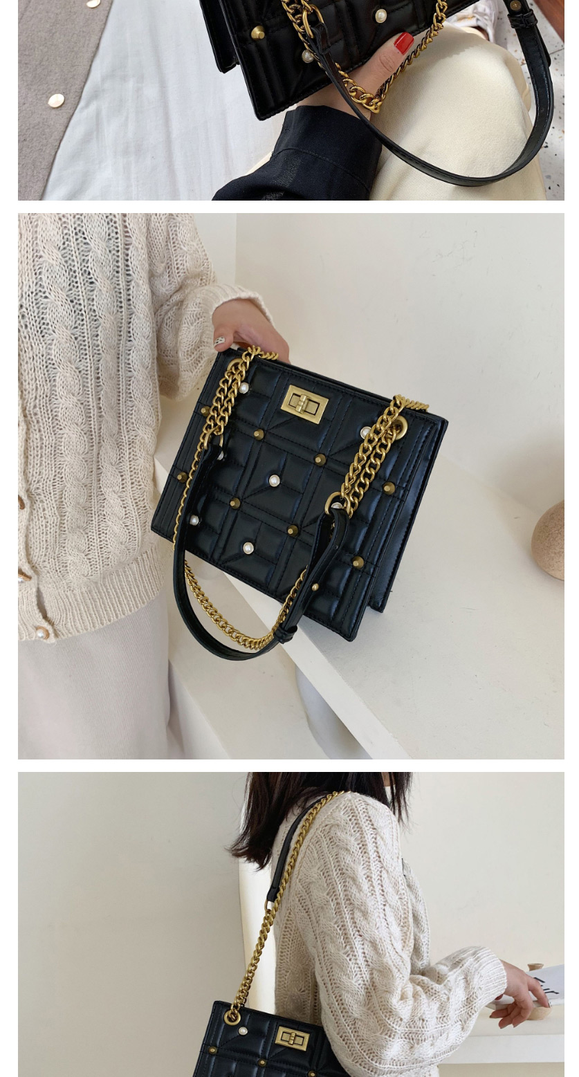 Fashion Black Pearl Chain Pu Slung Shoulder Bag,Shoulder bags