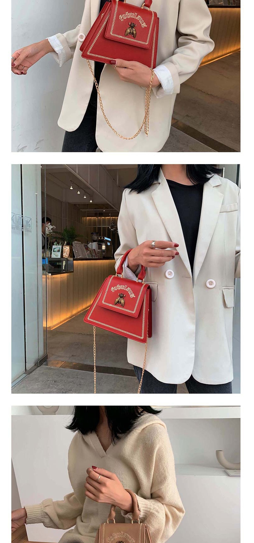Fashion Red Bee Chain Shoulder Messenger Bag,Shoulder bags
