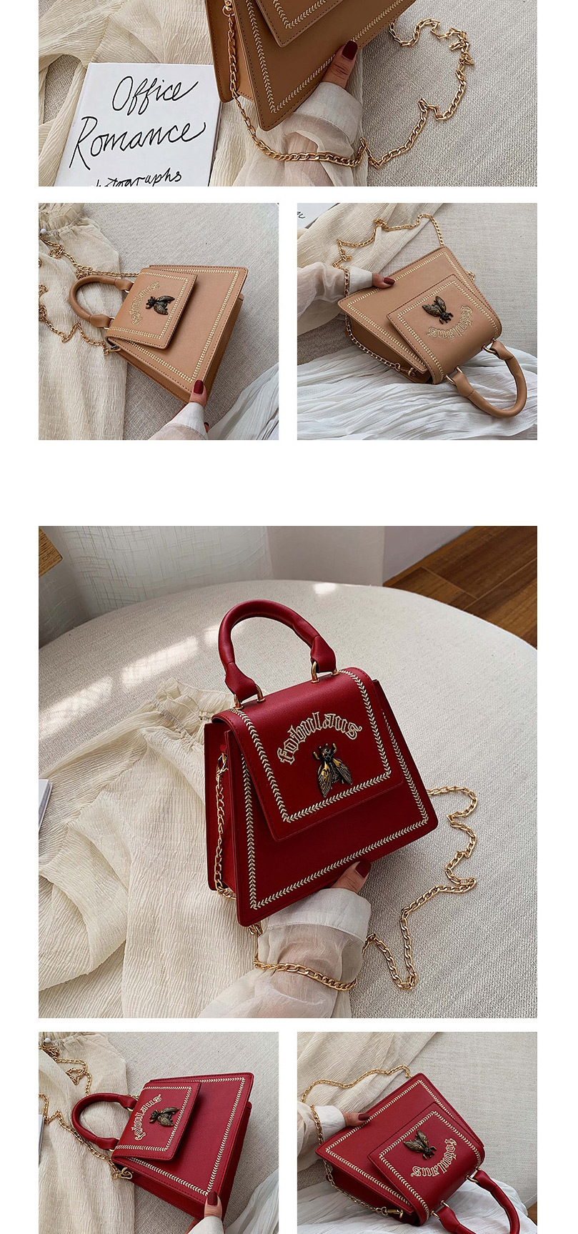 Fashion Red Bee Chain Shoulder Messenger Bag,Shoulder bags