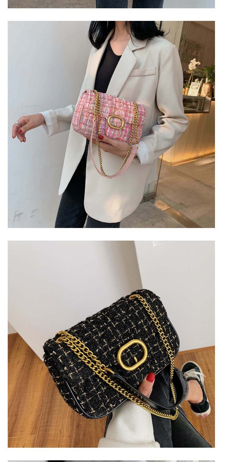 Fashion White Woolen Shoulder Slung Chain Bag,Shoulder bags