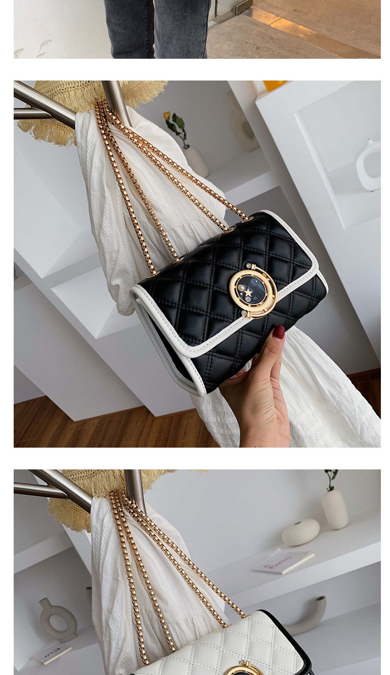 Fashion Black Rhombic Chain Messenger Bag,Shoulder bags