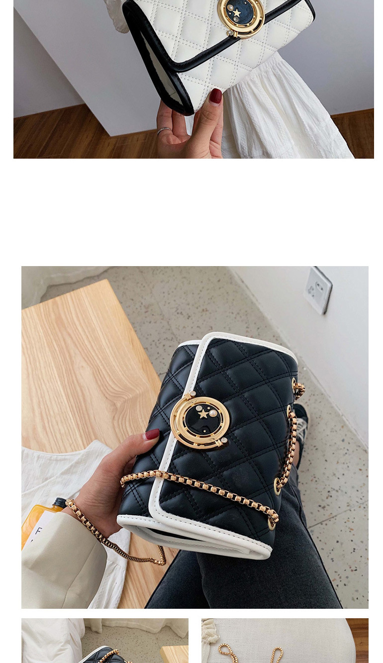 Fashion Black Rhombic Chain Messenger Bag,Shoulder bags