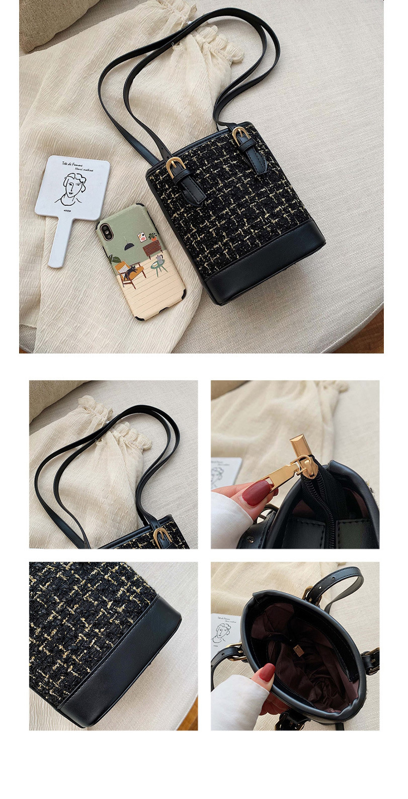 Fashion Khaki Woolen Messenger Bag,Handbags