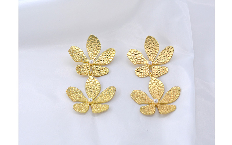 Fashion Gold Asymmetric Flower Pearl Stud Earrings,Drop Earrings