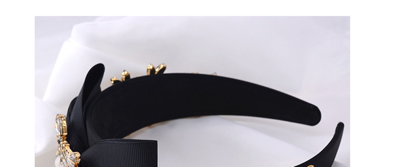 Fashion Black Bow Geometric Inlaid Gemstone Tassel Headband,Head Band