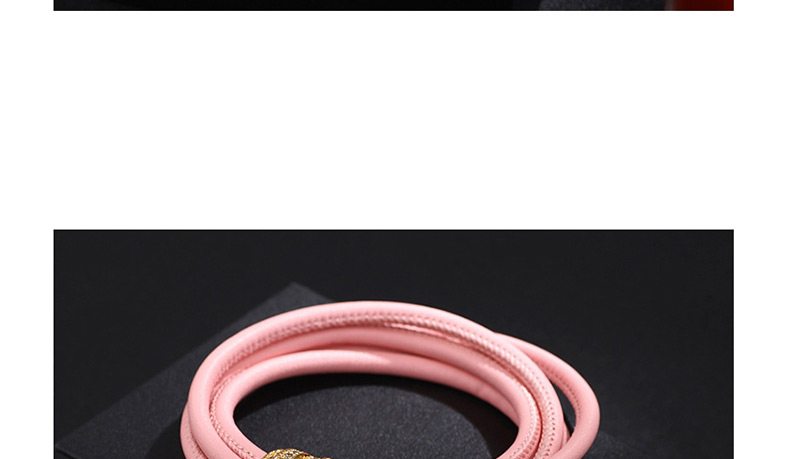 Fashion Pink Copper Inlaid Zirconium Multi-turn Leather Bracelet,Fashion Bracelets