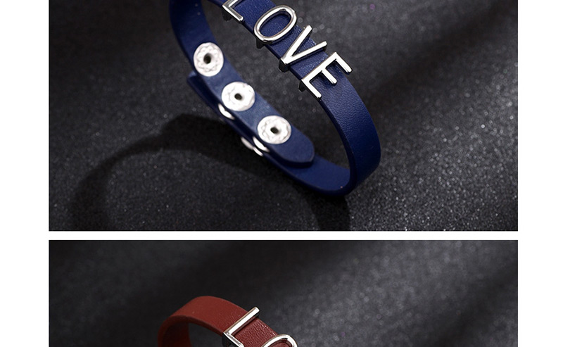 Fashion Blue Leather Love Letter Bracelet,Fashion Bracelets