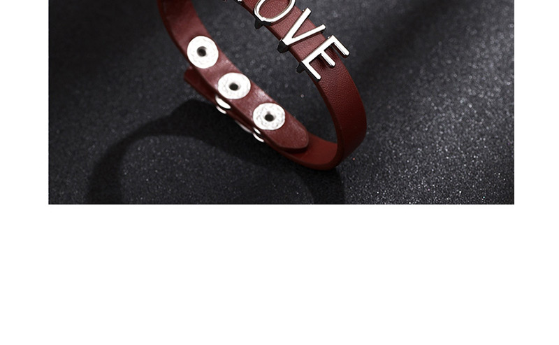 Fashion Brown Leather Love Letter Bracelet,Fashion Bracelets