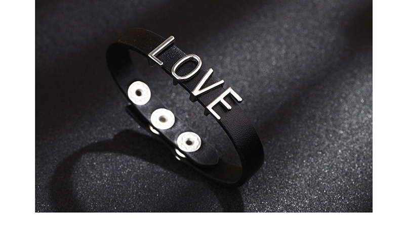 Fashion Gray Leather Love Letter Bracelet,Fashion Bracelets