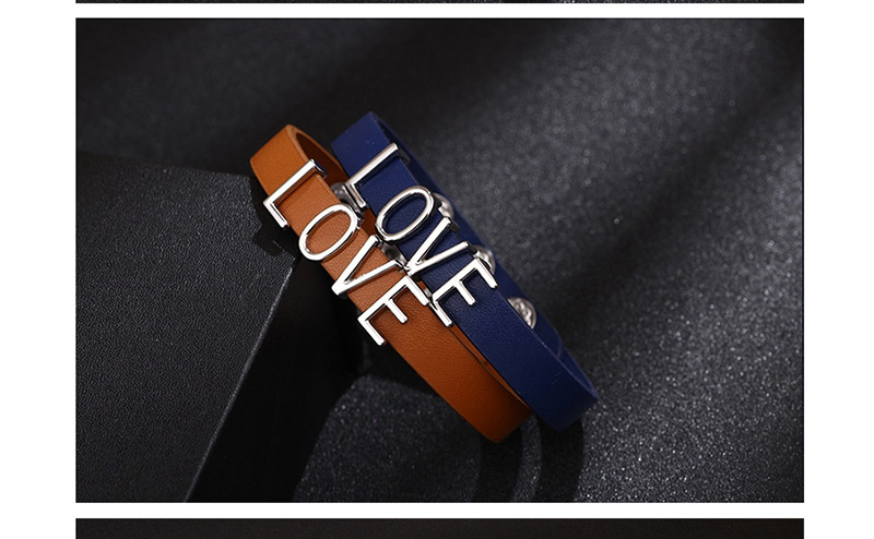 Fashion Blue Leather Love Letter Bracelet,Fashion Bracelets