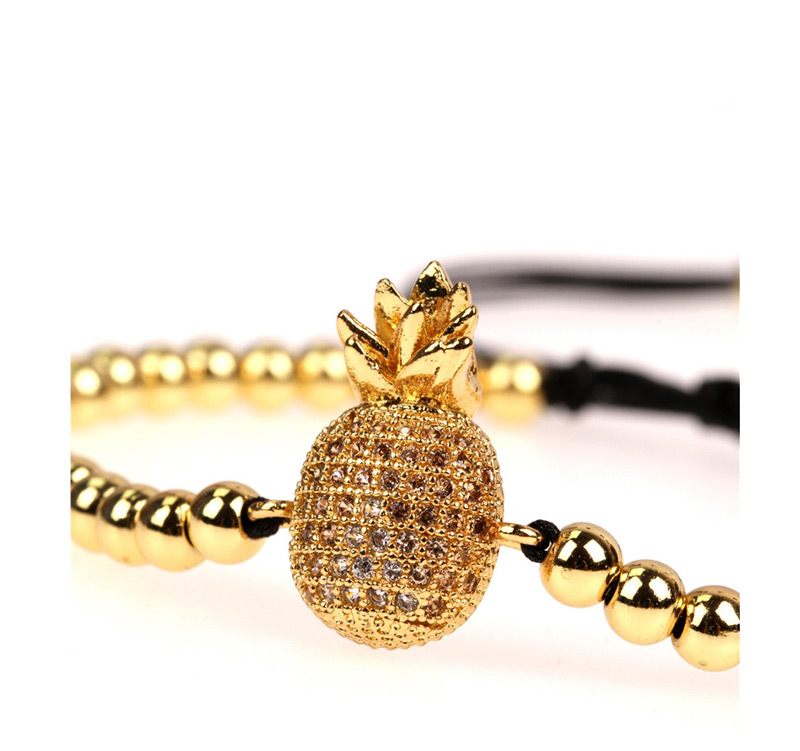 Fashion Gold Fruit Pineapple Adjustable Micro-inlay Zircon Bead Bracelet,Bracelets