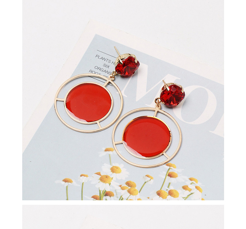Fashion Red Geometric Round Earrings,Drop Earrings