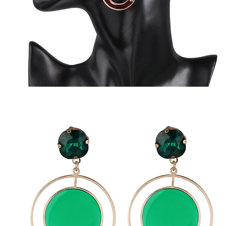 Fashion Green Geometric Round Earrings,Drop Earrings