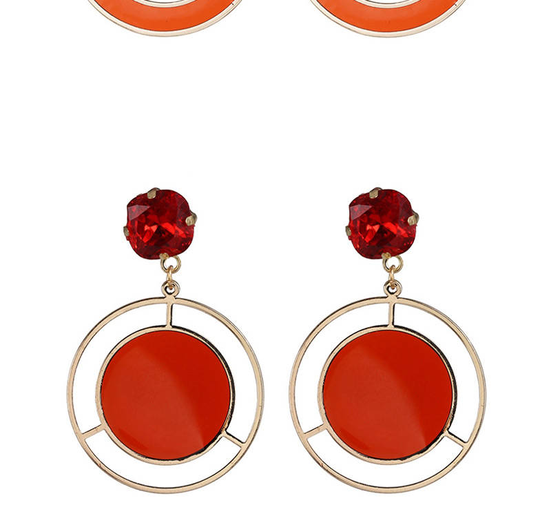 Fashion Red Geometric Round Earrings,Drop Earrings