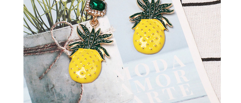 Fashion Gold Fruit Pineapple With Diamond Stud Earrings,Drop Earrings