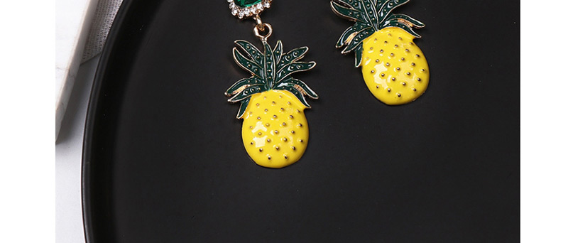 Fashion Gold Fruit Pineapple With Diamond Stud Earrings,Drop Earrings