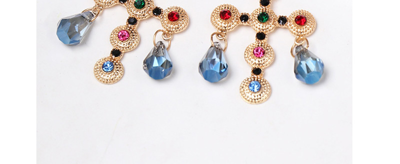 Fashion Gold Water Droplets Cross Stud,Drop Earrings
