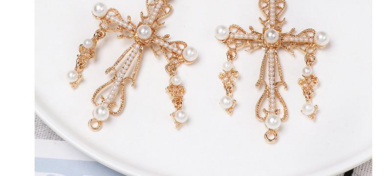 Fashion Gold Pearl Cross Earrings,Drop Earrings