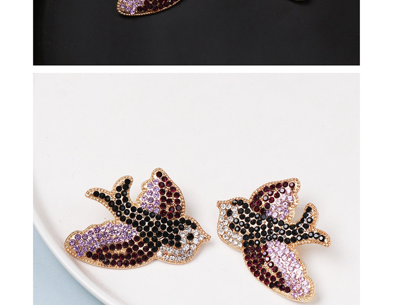 Fashion Purple Animal Swallow Stud Earrings,Stud Earrings