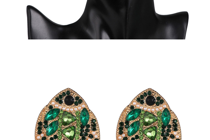Fashion Light Green Plated Crystal Diamond Fish Earrings,Stud Earrings