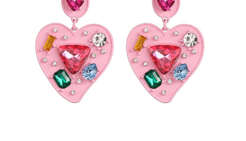 Fashion Pink Geometric Heart Earrings,Drop Earrings