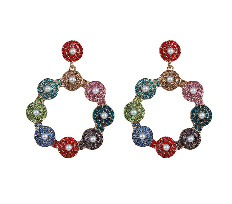 Fashion Color 1 Diamond Flower Earrings,Drop Earrings