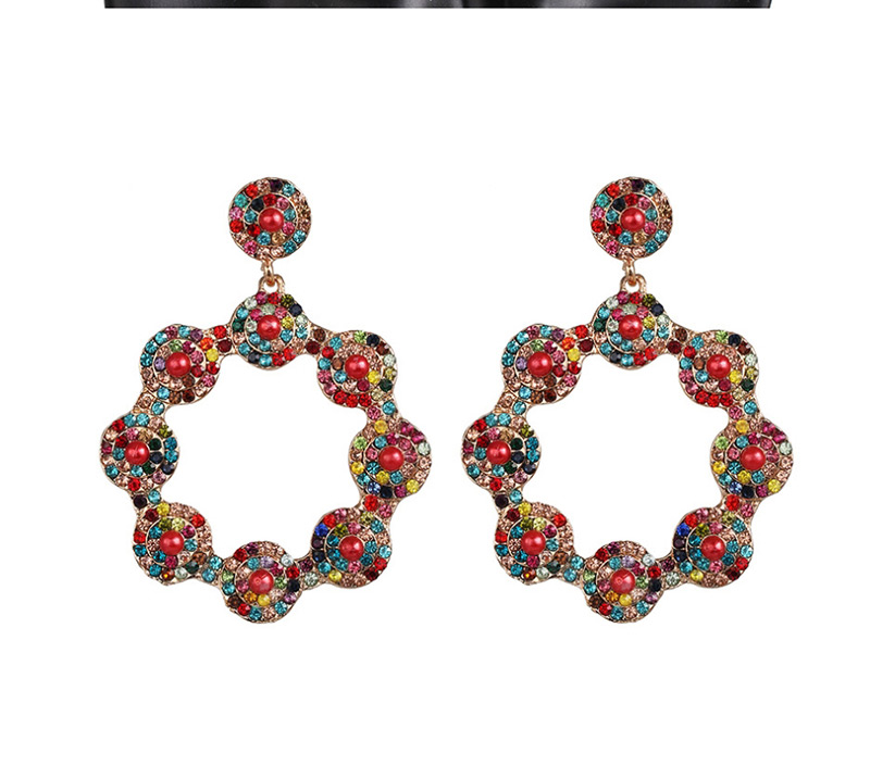 Fashion Color 1 Diamond Flower Earrings,Drop Earrings