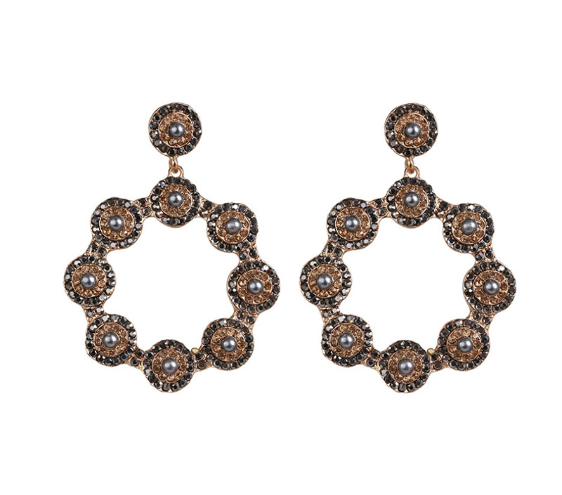 Fashion Black Diamond Flower Earrings,Drop Earrings