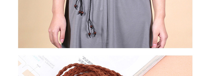 Fashion Beige Korean Velvet Knotted Woven Bow Thin Belt,Thin belts