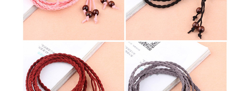 Fashion Pink Korean Velvet Knotted Woven Bow Thin Belt,Thin belts