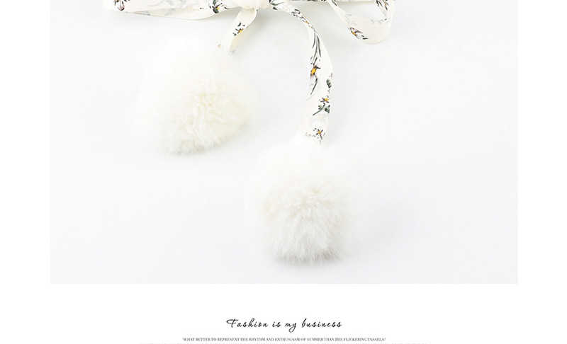 Fashion White Pompom Flower Woolen Rabbit Tassel Tassel Waist Chain,Waist Chain