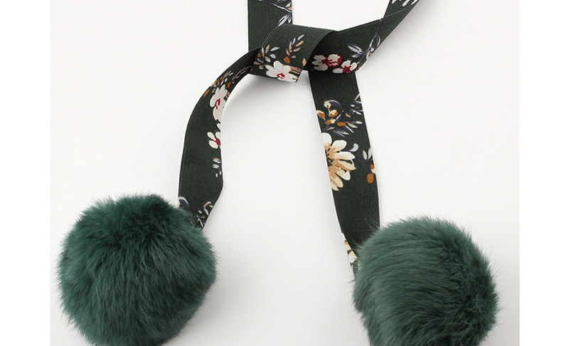 Fashion Army Green Pompom Flower Woolen Rabbit Tassel Tassel Waist Chain,Waist Chain