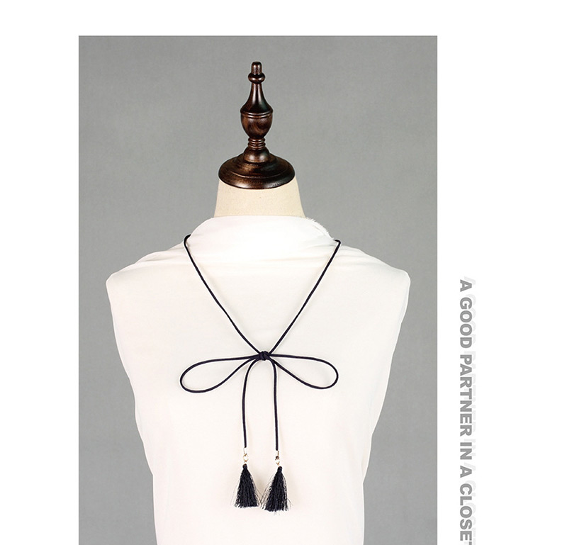 Fashion Black Bow Fringed Thin Waist Chain,Thin belts