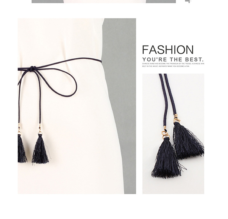 Fashion Mika Black Bow Fringed Thin Waist Chain,Waist Chain