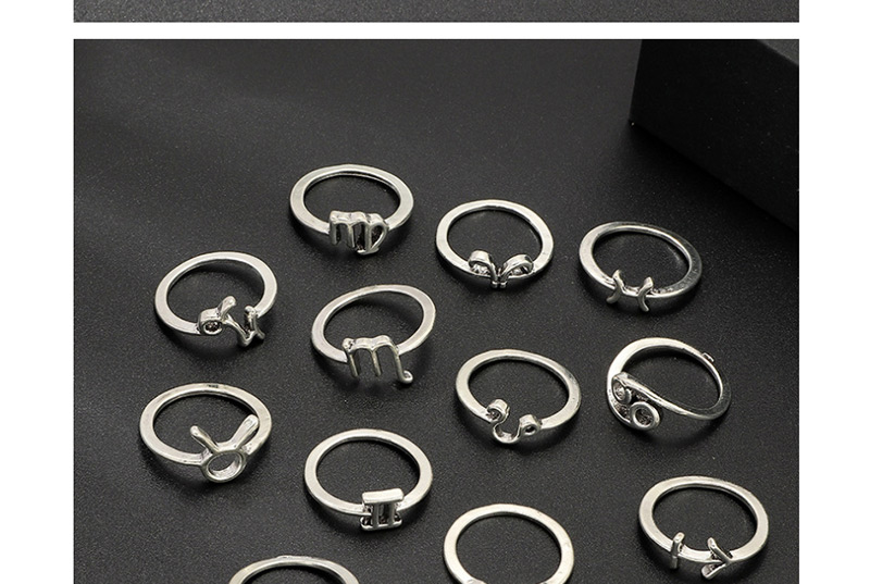 Fashion Silver Twelve Constellation Opening Ring,Fashion Rings