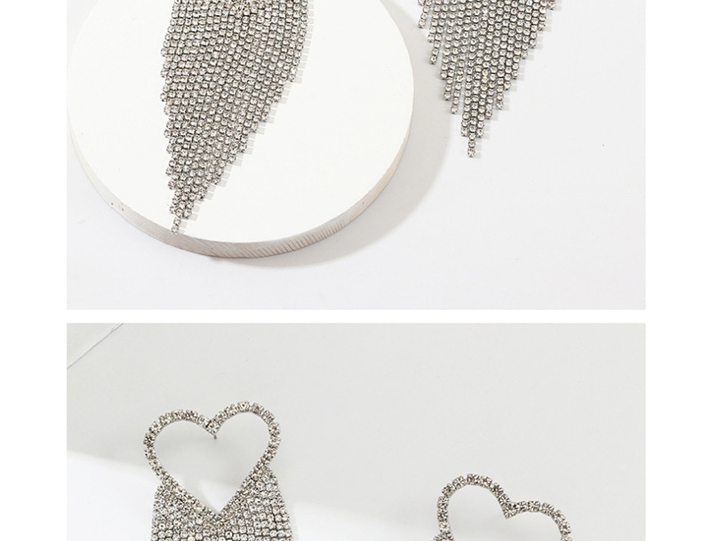 Fashion Silver Heart-shaped Diamond Stud Earrings,Drop Earrings