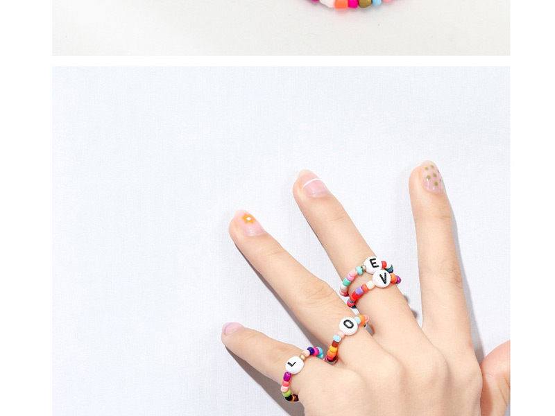 Fashion Color Mizhu Love Letter Ring Set Of 4,Fashion Rings