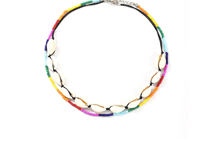 Fashion Color Woven Shell Rice Beads Necklace,Multi Strand Necklaces