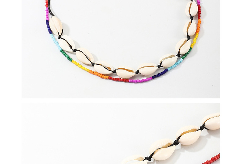 Fashion Color Woven Shell Rice Beads Necklace,Multi Strand Necklaces