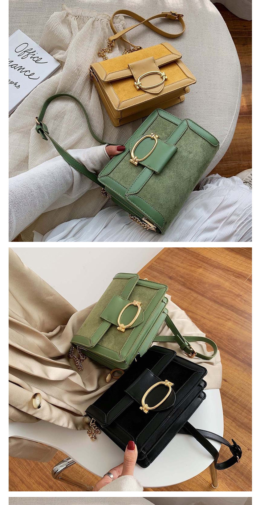 Fashion Green Frosted Chain Messenger Bag,Shoulder bags