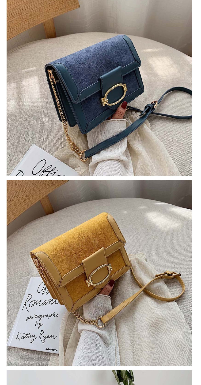 Fashion Yellow Frosted Chain Messenger Bag,Shoulder bags