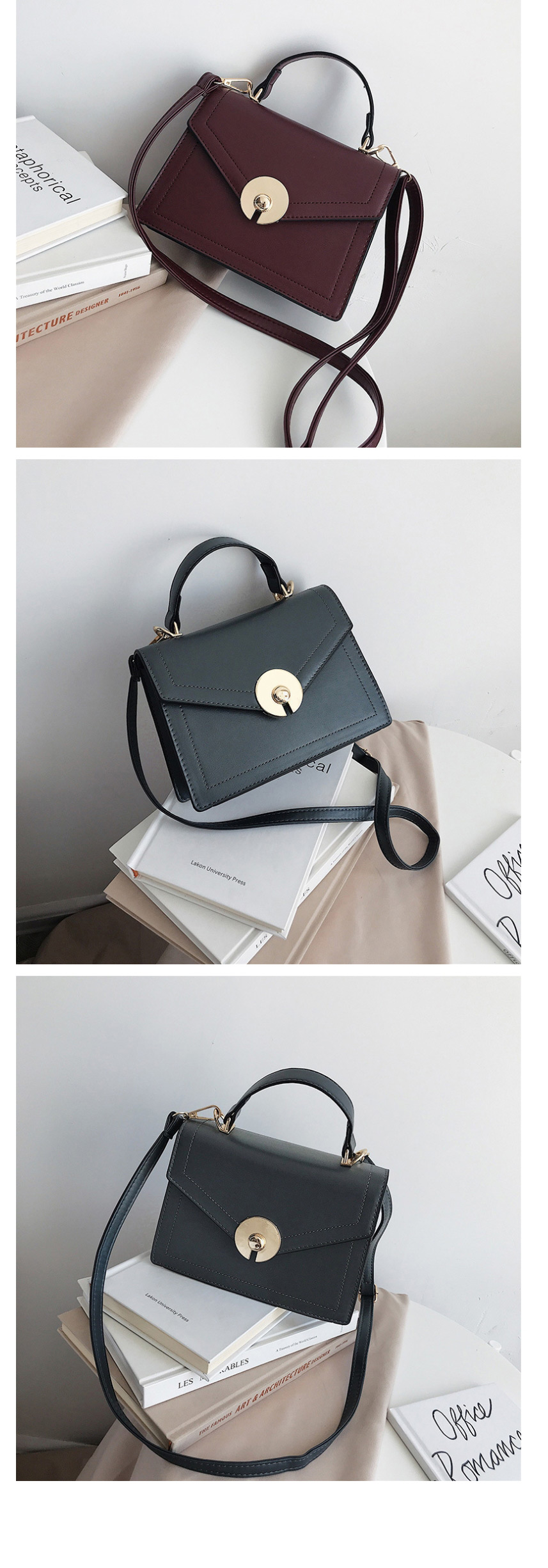 Fashion Black Lock Bag Shoulder Messenger Bag,Shoulder bags