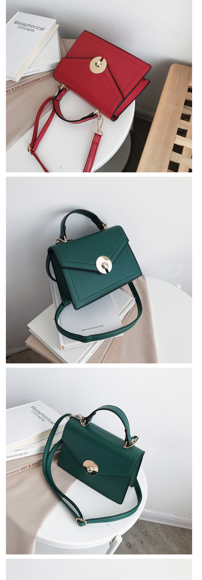 Fashion Green Lock Bag Shoulder Messenger Bag,Shoulder bags
