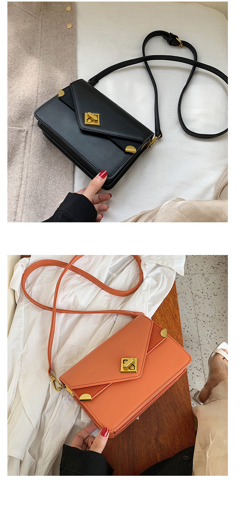 Fashion Orange Locked Crossbody Shoulder Bag,Shoulder bags