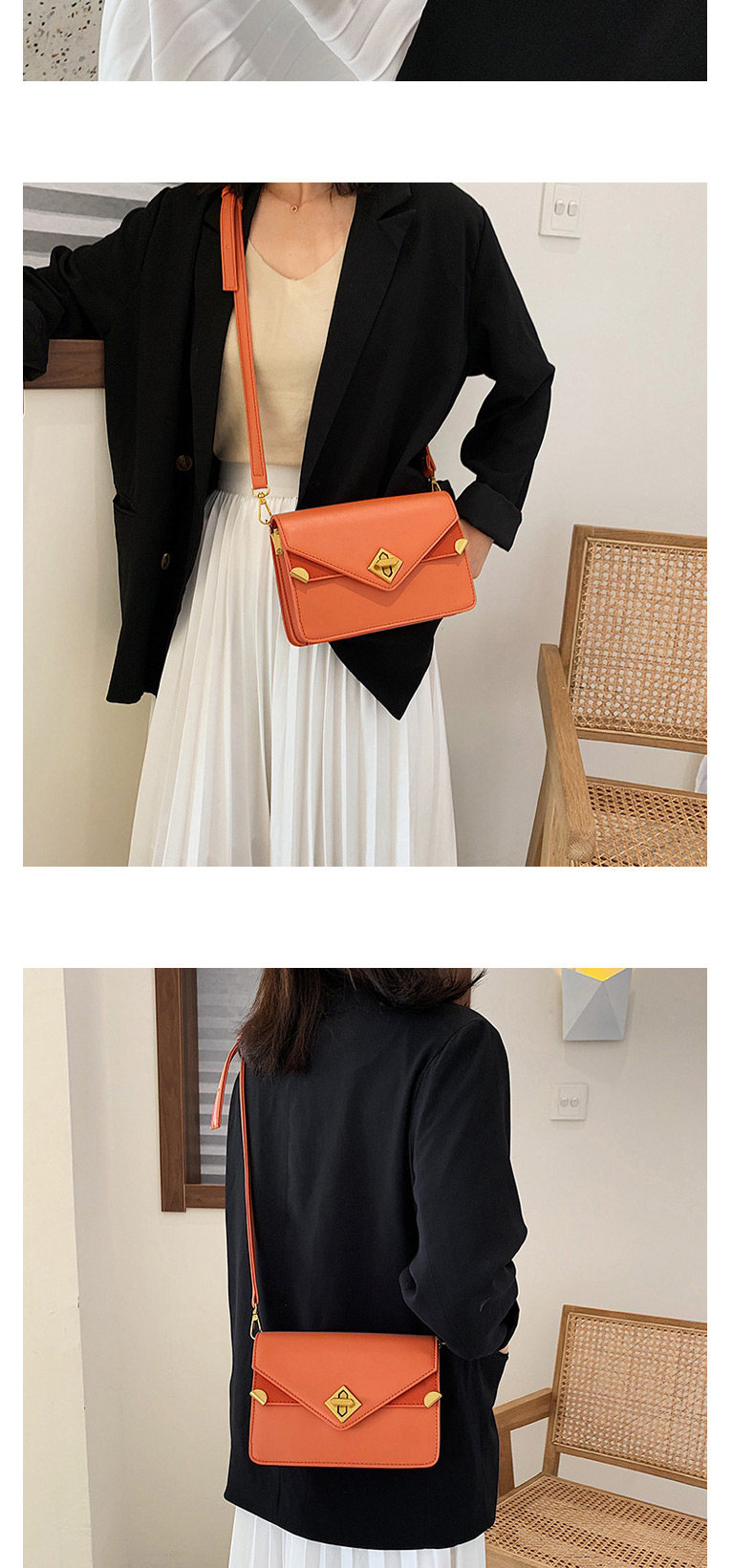 Fashion Orange Locked Crossbody Shoulder Bag,Shoulder bags