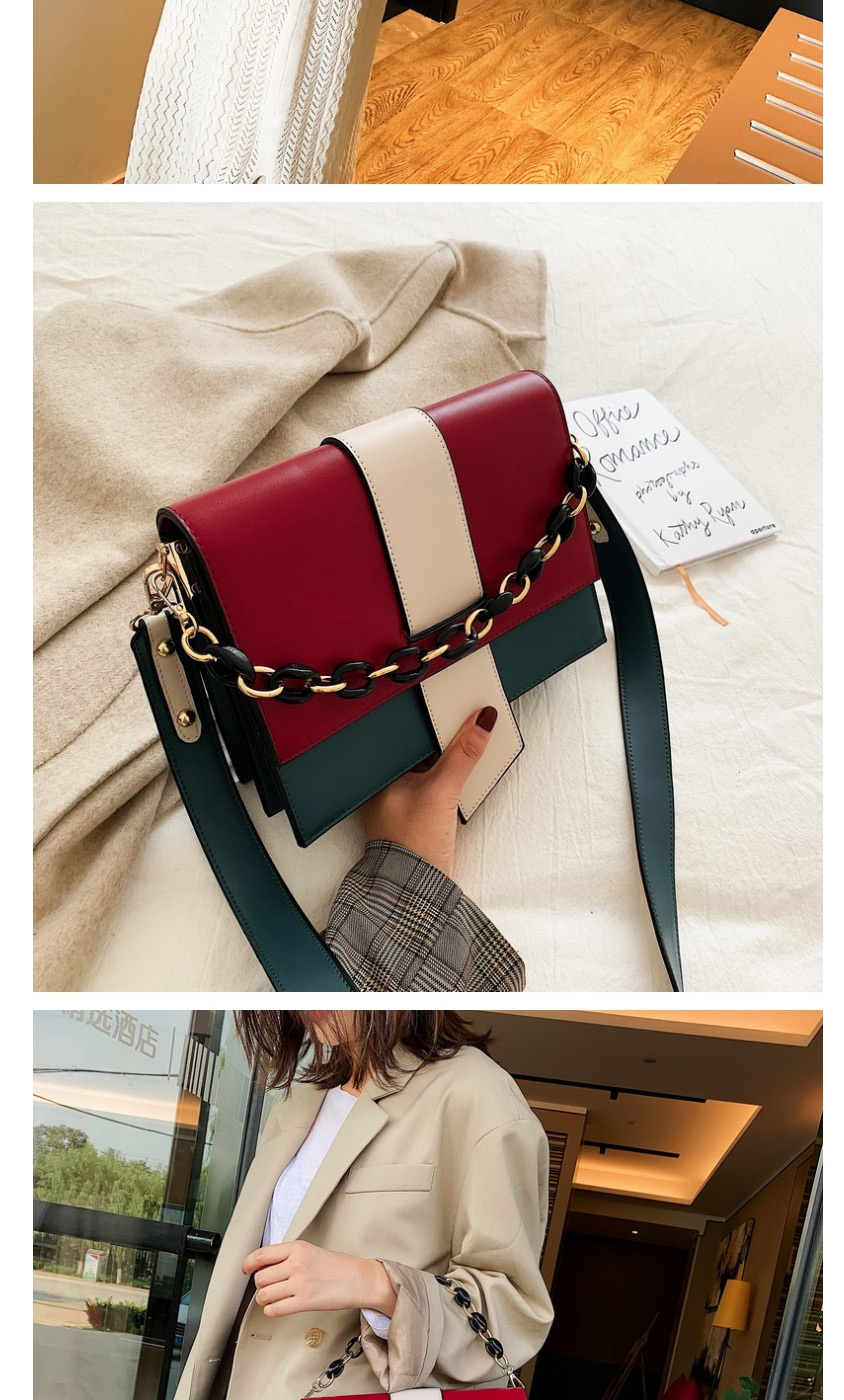 Fashion Red + White Chain Contrast Color Crossbody Shoulder Bag,Shoulder bags