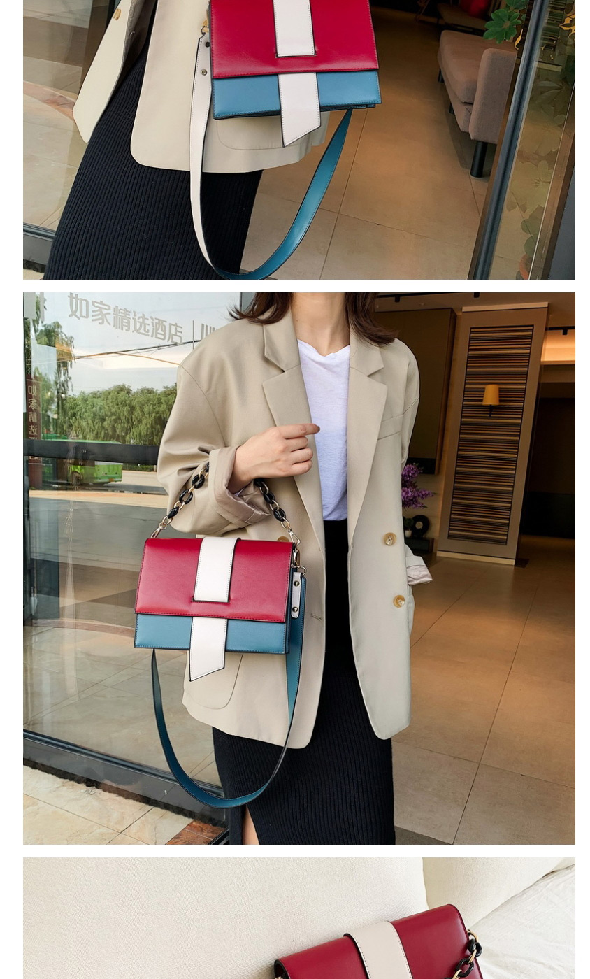 Fashion Red + White Chain Contrast Color Crossbody Shoulder Bag,Shoulder bags